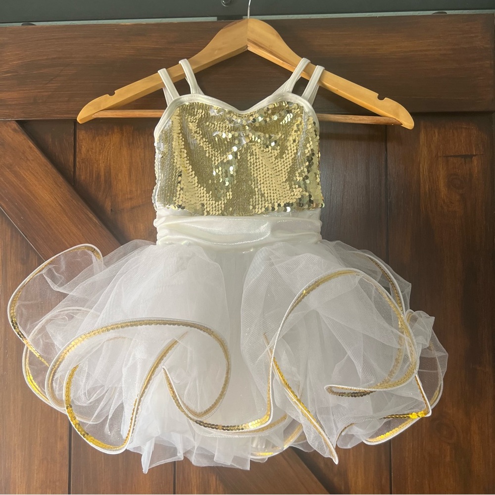 Weissman Gold‎ and White Sequin Girls SC Tutu Kids Costume Dress